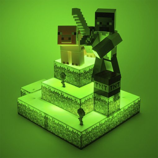 Friki Locura Minecraft Lámpara Diorama Steve 30 cm intercambiable iluminado