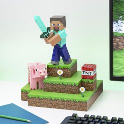 Friki Locura Minecraft Lámpara Diorama Steve 30 cm escritorio